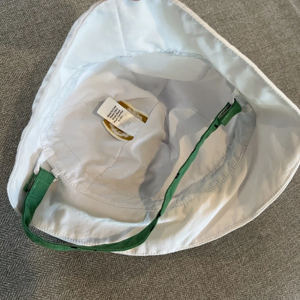 The Beaufort Bonnet Co White Green Blue Ducks Sun Hat Medium Wide Brim NWOT